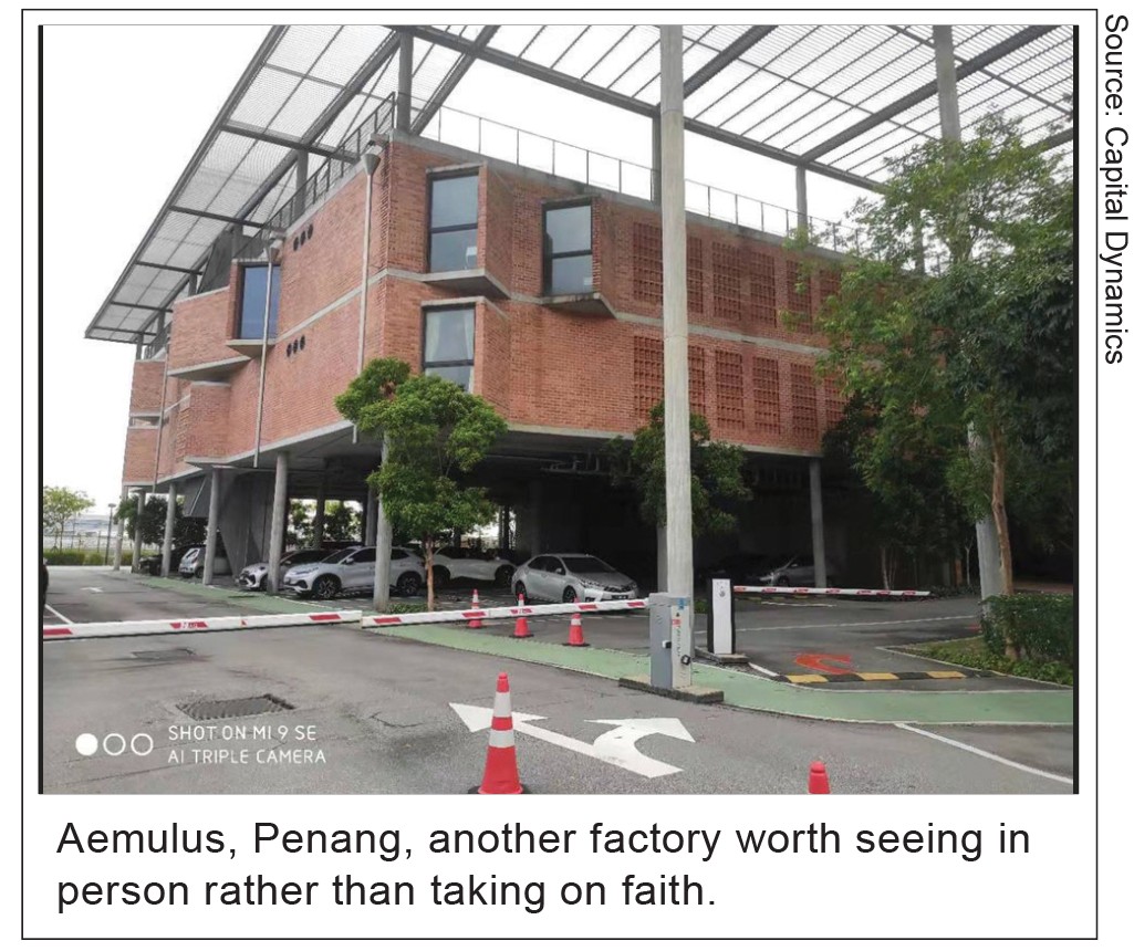 Aemulus, Penang, another factory worth seeing in person rather than taking on faith.